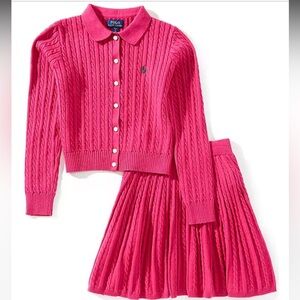 Polo by Ralph Lauren Pink Kids Sweater and Skirt Set